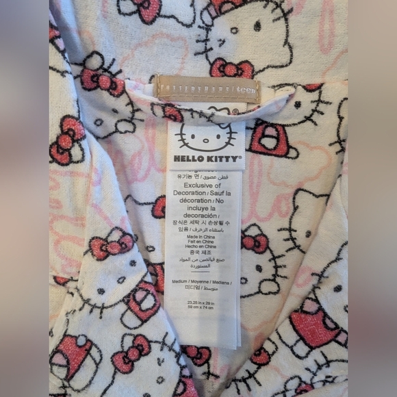 Hello Kitty Organic Flannel Pajama Set Pottery Barn Teen Adult Sz Medium - Picture 7 of 17